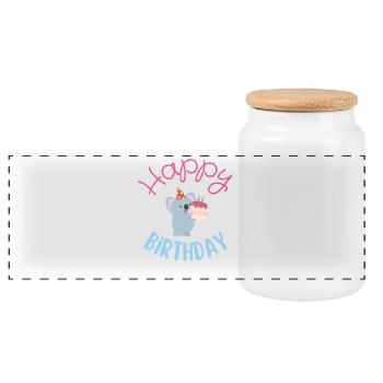 Happy birthday  - Boîte à biscuits avec couvercle en bois - blanc - Devant