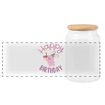 Happy birthday  - Boîte à biscuits avec couvercle en bois - blanc - Devant