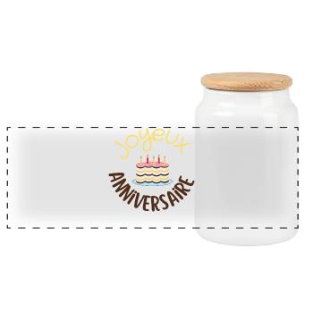 Joyeux anniversaire  - Boîte à biscuits avec couvercle en bois - blanc - Devant