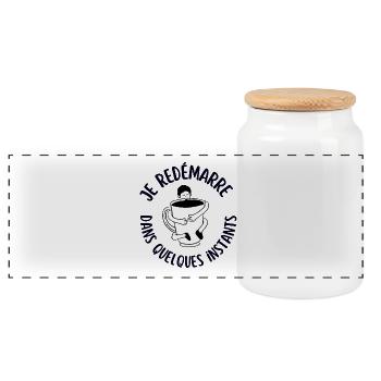 Coffee addict - Panoramic Cookie Jar with Wooden Lid - white - Front