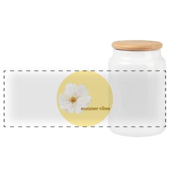 Summer Vibes Blossoms Design - Panoramic Cookie Jar with Wooden Lid - white - Front