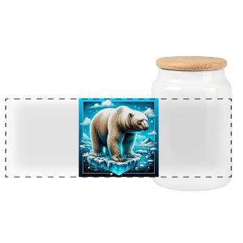 Eisbär - Panorama Keksdose mit Holzdeckel - Weiß - Vorne