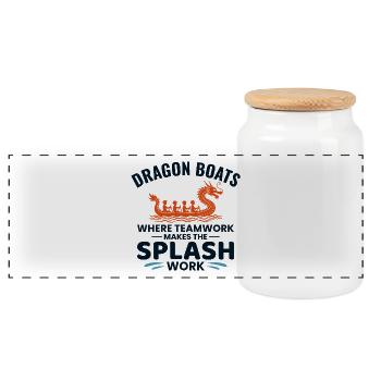 Dragon Boat Racing Crew  - Panoramic Cookie Jar with Wooden Lid - white - Front
