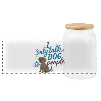 Je ne parle qu’aux chiens – Funny Dog Motif - Boîte à biscuits avec couvercle en bois - blanc - Devant