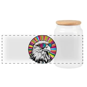 Aigle avec des lunettes de soleil - Boîte à biscuits avec couvercle en bois - blanc - Devant