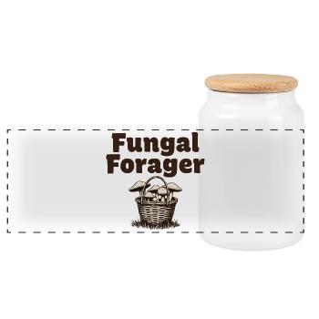 Fungal Forager - Mushroom Picker Basket - Panoramic Cookie Jar with Wooden Lid - white - Front