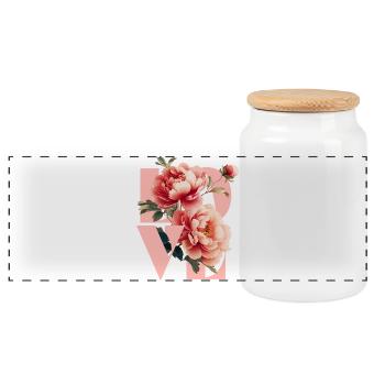 Elegantes florales Pfingstrosen-Design - Panorama Keksdose mit Holzdeckel - Weiß - Vorne