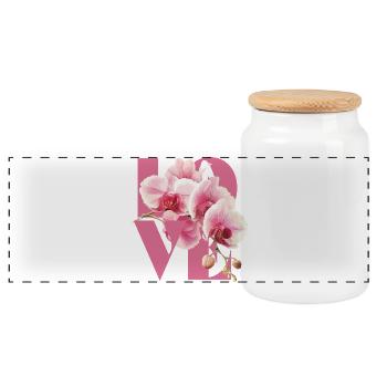 Design floral élégant orchidée - Boîte à biscuits avec couvercle en bois - blanc - Devant