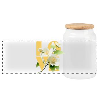 Typographie élégante de l’amour floral au jasmin - Boîte à biscuits avec couvercle en bois - blanc - Devant