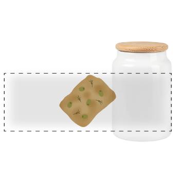 Focaccia mit Oliven und Rosmarin - Panorama Keksdose mit Holzdeckel - Weiß - Vorne