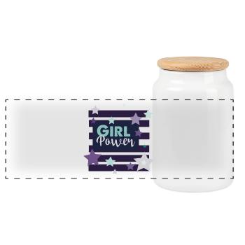 Conception de motivations de pouvoir féminin - Boîte à biscuits avec couvercle en bois - blanc - Devant