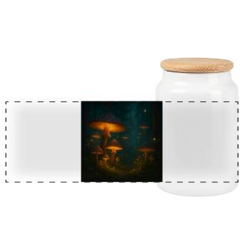 Rêve de champignon lumineux dans la forêt la nuit - Boîte à biscuits avec couvercle en bois - blanc - Devant