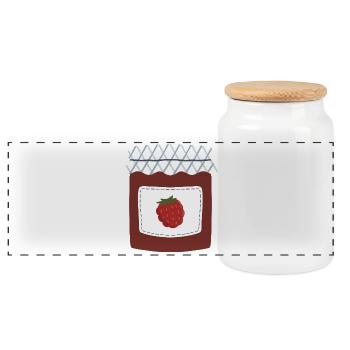 Illustration de pot de confiture de baies - Boîte à biscuits avec couvercle en bois - blanc - Devant