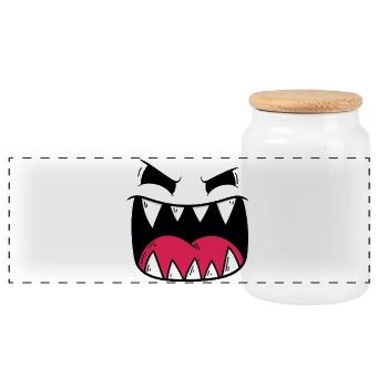 Motif de visage de monstre démoniaque - Boîte à biscuits avec couvercle en bois - blanc - Devant