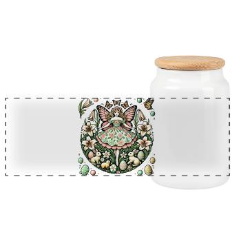 Illustration fantaisiste de fleurs de fée - Boîte à biscuits avec couvercle en bois - blanc - Devant