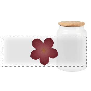Elegant Flower Blossom Design - Panoramic Cookie Jar with Wooden Lid - white - Front