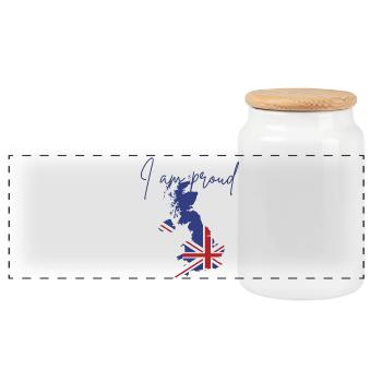 I am English, I am proud - Panoramic Cookie Jar with Wooden Lid - white - Front