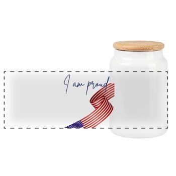 American Pride Wrapped Flag - Panoramic Cookie Jar with Wooden Lid - white - Front