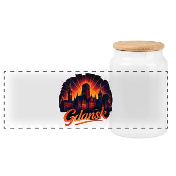 Danzig Gdańsk Golden City Baltic Sea Poland Gift - Panoramic Cookie Jar with Wooden Lid - white - Front