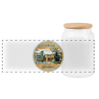 Viva Cuba Havana Design rétro - Boîte à biscuits avec couvercle en bois - blanc - Devant