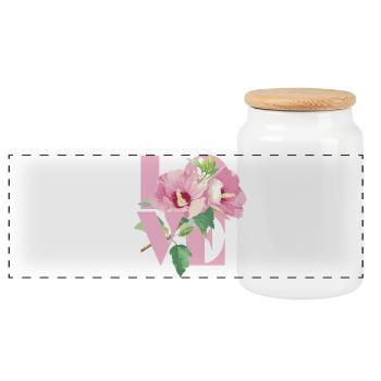 Vivid Hibiscus Floral Coeur Design - Boîte à biscuits avec couvercle en bois - blanc - Devant