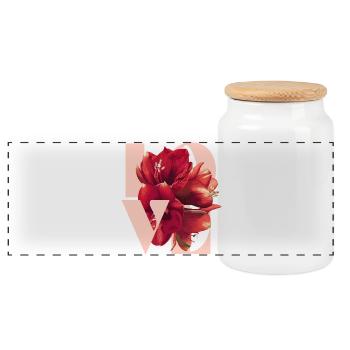Rote Amaryllis Blumen Illustration - Panorama Keksdose mit Holzdeckel - Weiß - Vorne
