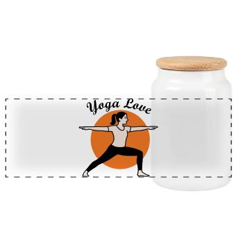 Yoga  - Panorama Keksdose mit Holzdeckel - Weiß - Vorne