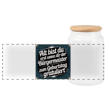 Alt bist du erst - lustiger Geburtstagsspruch - Panorama Keksdose mit Holzdeckel - Weiß - Vorne