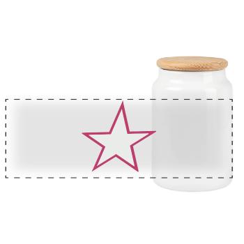 Glowing star motif - Panoramic Cookie Jar with Wooden Lid - white - Front