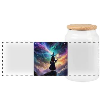 Sorcière magique - Soyez la lumière dans l’obscurité - Boîte à biscuits avec couvercle en bois - blanc - Devant