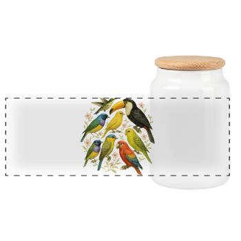 Collection de Perroquets Colorés et Mandchous - Boîte à biscuits avec couvercle en bois - blanc - Devant