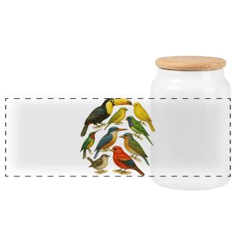 Série d'oiseaux colorés en aquarelle - Boîte à biscuits avec couvercle en bois - blanc - Devant
