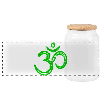 Symbole Om – Neon Glitch Art Spirituel - Boîte à biscuits avec couvercle en bois - blanc - Devant