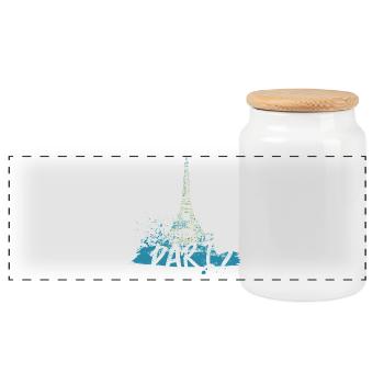 Pariser Eiffelturm mit Kalligraphie - Panorama Keksdose mit Holzdeckel - Weiß - Vorne