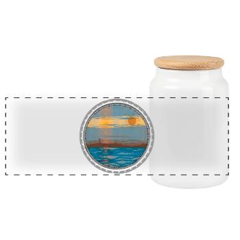 Sunset on the water - Panoramic Cookie Jar with Wooden Lid - white - Front