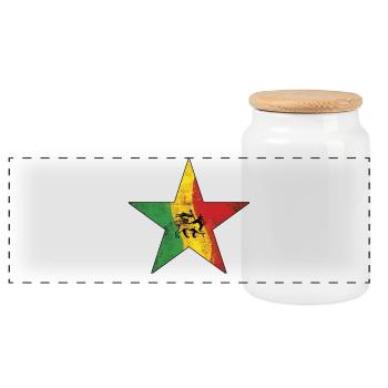 Lion Reggae avec peinture Rasta - Boîte à biscuits avec couvercle en bois - blanc - Devant