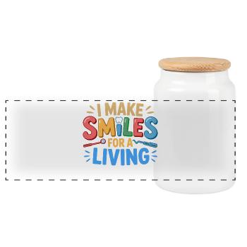 Dental Ceramics Artistry  - Panoramic Cookie Jar with Wooden Lid - white - Front