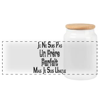I'm Not a Perfect Brother But I'm Unique - Panoramic Cookie Jar with Wooden Lid - white - Front