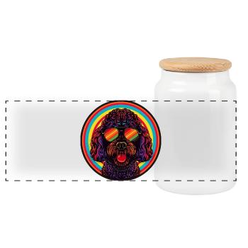 Labrador Sonnenbrille Ostern - Panorama Keksdose mit Holzdeckel - Weiß - Vorne