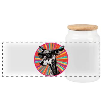 Retro Dog with Sunglasses Design - Panorama Keksdose mit Holzdeckel - Weiß - Vorne