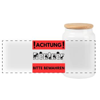 Achtung Rentner Design - Panorama Keksdose mit Holzdeckel - Weiß - Vorne