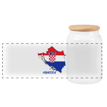 Conception du drapeau de la Croatie sur la carte - Boîte à biscuits avec couvercle en bois - blanc - Devant