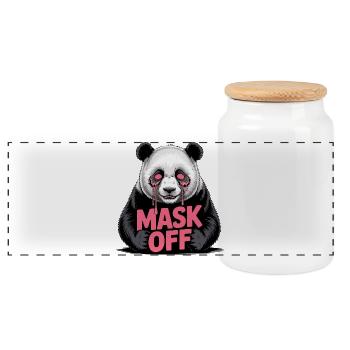 Maske aus Panda - Panorama Keksdose mit Holzdeckel - Weiß - Vorne