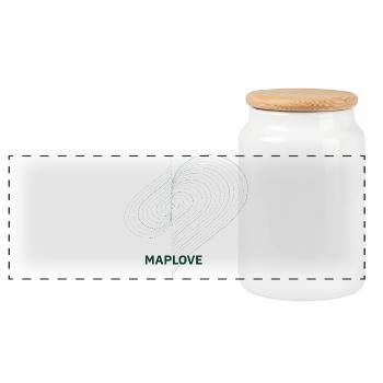 Coeur géométrique avec carte - Boîte à biscuits avec couvercle en bois - blanc - Devant