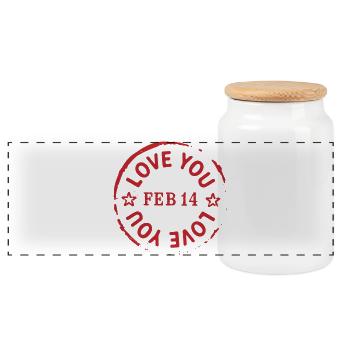 Love You Valentine Stamp - Panoramic Cookie Jar with Wooden Lid - white - Front