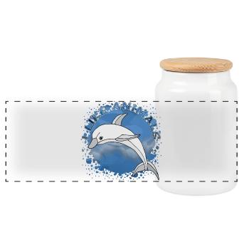 dauphin - Boîte à biscuits avec couvercle en bois - blanc - Devant