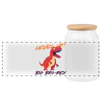 Level Up – Big Bro Rex | First time big brother - Panoramic Cookie Jar with Wooden Lid - white - Front