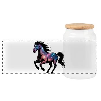 Cheval de la Galaxie - Boîte à biscuits avec couvercle en bois - blanc - Devant