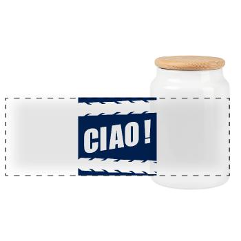 BONJOUR Au revoir Cycliste Changement d’emploi - Boîte à biscuits avec couvercle en bois - blanc - Devant