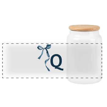 Monogram q Geschenkidee - Panorama Keksdose mit Holzdeckel - Weiß - Vorne